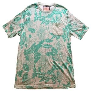 Hudson &‎ Barrow Shirt Mens Large Floral Hawaiian AOP Pocket Short Sleeve Green